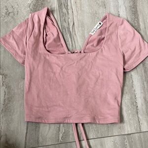 Pink Crop Top with tie back